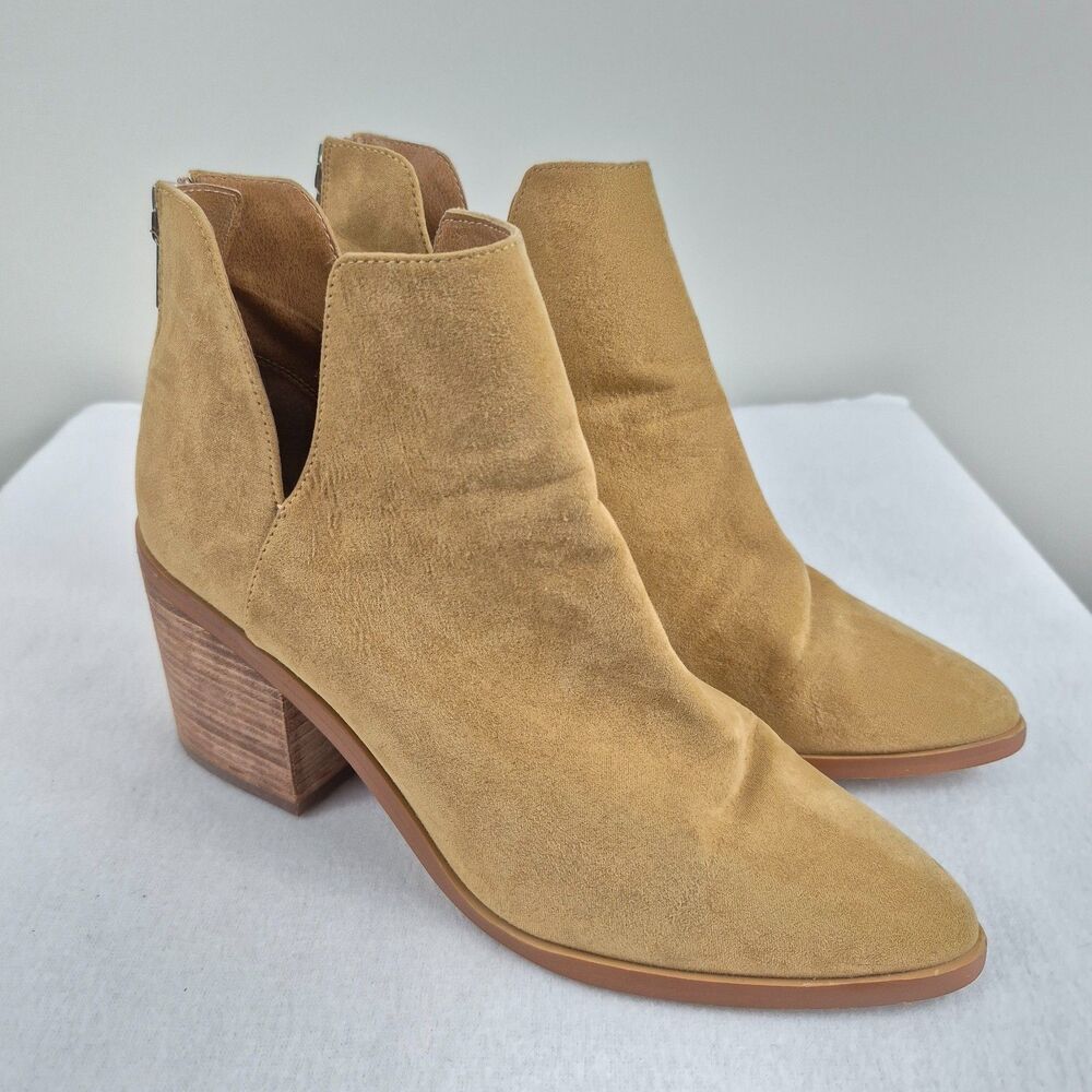 Nordstrom B.P. Brynne Pointed Toe Ankle Boots Size 10 Tan Block Heel